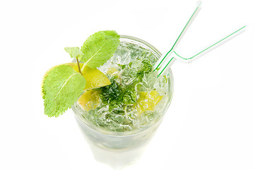Image showing mojito alcohol fresh cocktail closeup
