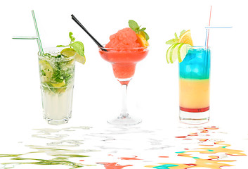 Image showing Set of three Fresh cocktails 