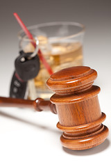 Image showing Gavel, Alcoholic Drink & Car Keys