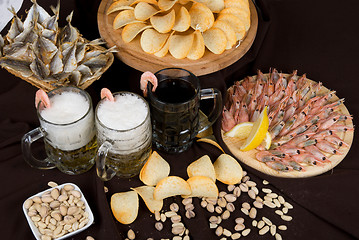 Image showing Beer and snacks set