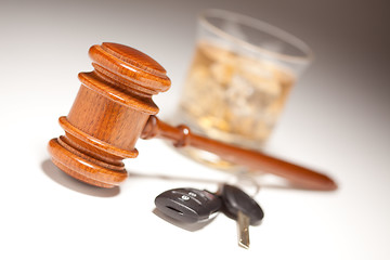 Image showing Gavel, Alcoholic Drink & Car Keys