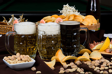 Image showing Beer and snacks set