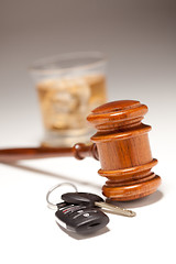 Image showing Gavel, Alcoholic Drink & Car Keys