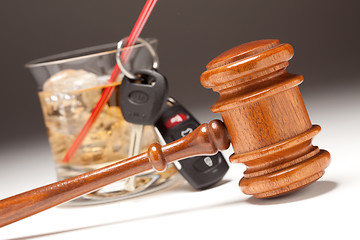 Image showing Gavel, Alcoholic Drink & Car Keys