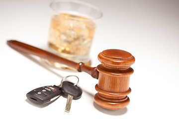 Image showing Gavel, Alcoholic Drink & Car Keys