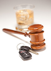 Image showing Gavel, Alcoholic Drink & Car Keys