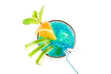 Image showing Blue alcoholic cocktail