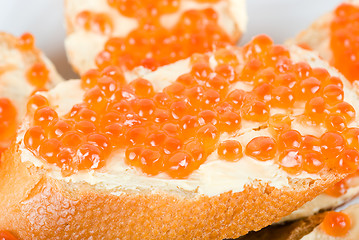 Image showing Sandwich caviar closeup