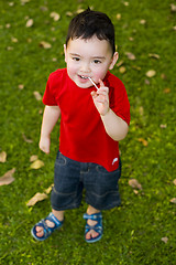 Image showing boy with lolli in the park