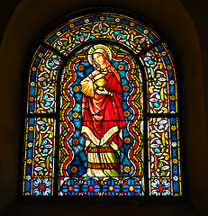 Image showing Stained-glass church window. St.Magdalena