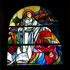 Image showing Stained-glass church window