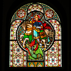 Image showing Stained-glass church window