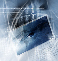 Image showing Technology background with computer