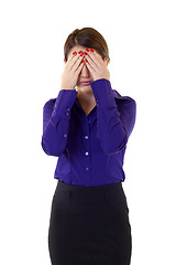 Image showing businesswoman in the See No Evil pose
