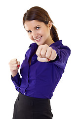 Image showing business woman getting into a fight