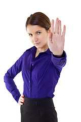 Image showing Serious businesswoman making stop sign