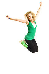 Image showing Beautiful young woman jumping