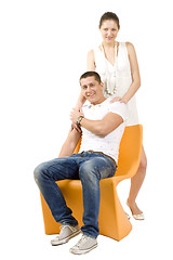 Image showing picture of a man and woman on chair