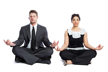 Image showing Meditating business people