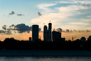 Image showing Bright urban sunset