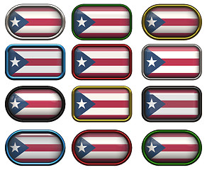 Image showing 12 buttons of the Flag of Puerto Rico