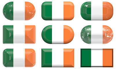 Image showing nine glass buttons of the Flag of Ireland