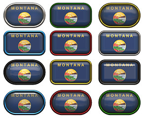 Image showing 12 buttons of the Flag of Montana