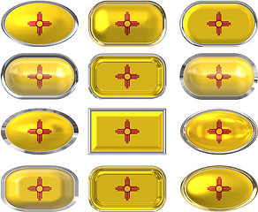 Image showing 12 buttons of the Flag of New Mexico