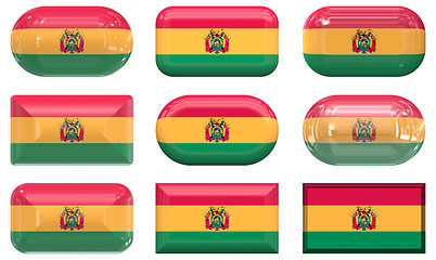 Image showing nine glass buttons of the Flag of Bolovia