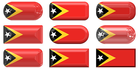 Image showing nine glass buttons of the  Flag of East Timor