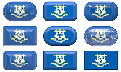 Image showing nine glass buttons of the Flag of Conneticut