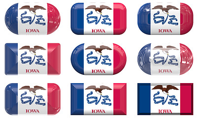 Image showing nine glass buttons of the Flag of Iowa