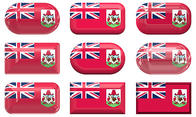 Image showing nine glass buttons of the Flag of Bermuda