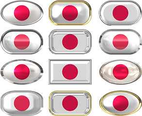 Image showing 12 buttons of the Flag of Japan