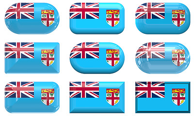 Image showing nine glass buttons of the Flag of Fiji