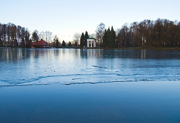 Image showing blue pond under thin ice