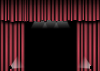 Image showing Red Stage Curtains