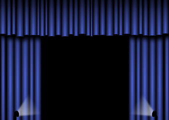 Image showing Blue Curtains Open