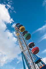 Image showing Ferris wheel over dreamy cloudy sky