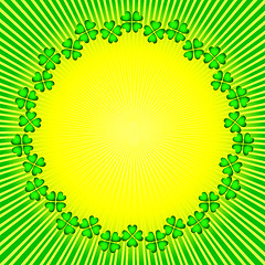 Image showing Abstract green-yellow background with sunburst 
