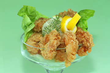 Image showing Deep fried Kings prawns