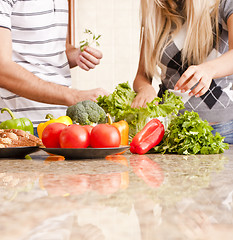 Image showing Young Couple with Vegetables