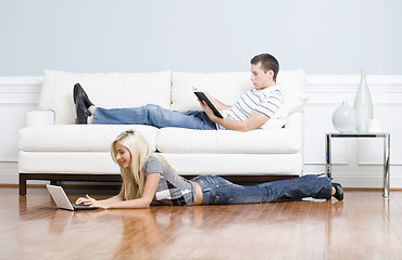 Image showing Couple Relaxing in Living Room