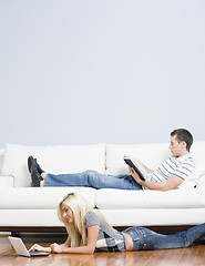 Image showing Couple Relaxing in Living Room