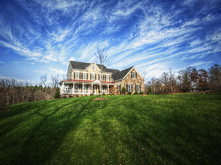 Image showing Traditional Home and Large Yard