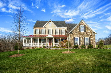 Image showing Traditional Home and Large Yard