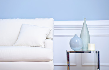 Image showing White Couch and Vases