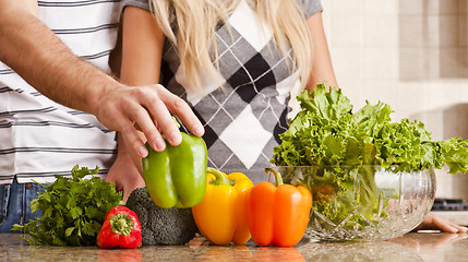 Image showing Young Couple with Vegetables