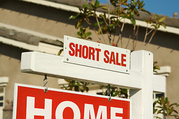 Image showing Short Sale Real Estate Sign & New Home