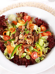 Image showing Vegetable salad with oyster mushroom